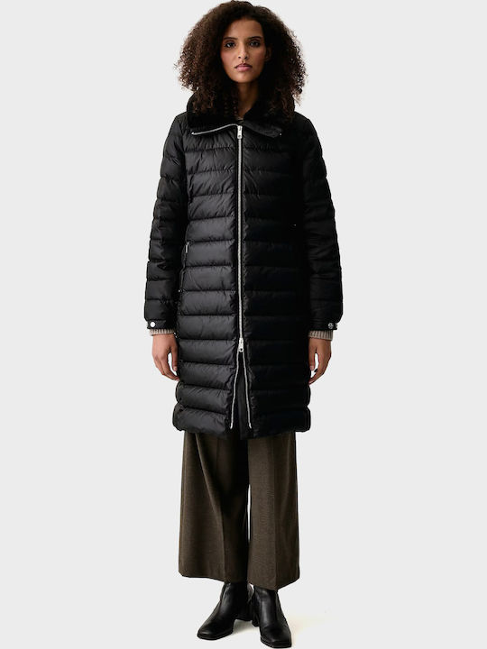 Μακρύ Γυναικείο Puffer Μπουφάν για Χειμώνα Black