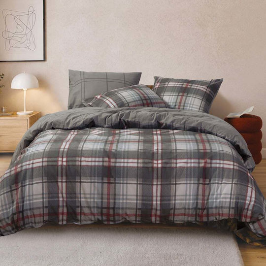 Nef-Nef Homeware Resten Single Flannel Sheet Set 160x260cm Grey (3 pcs)