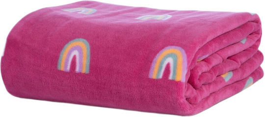 Nef-Nef Homeware Κουβέρτα Βελουτέ Rainbow Fuchsia Fuchsia 220x160εκ.