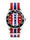 Мъжки часовник 25 мм на батерия с текстилна каишка Red / Blue Red