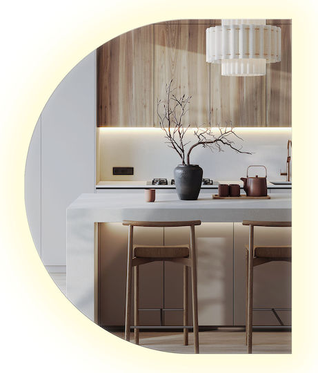 Tulup Oglindă de Perete Arcuită cu Iluminare LED 90x70cm
