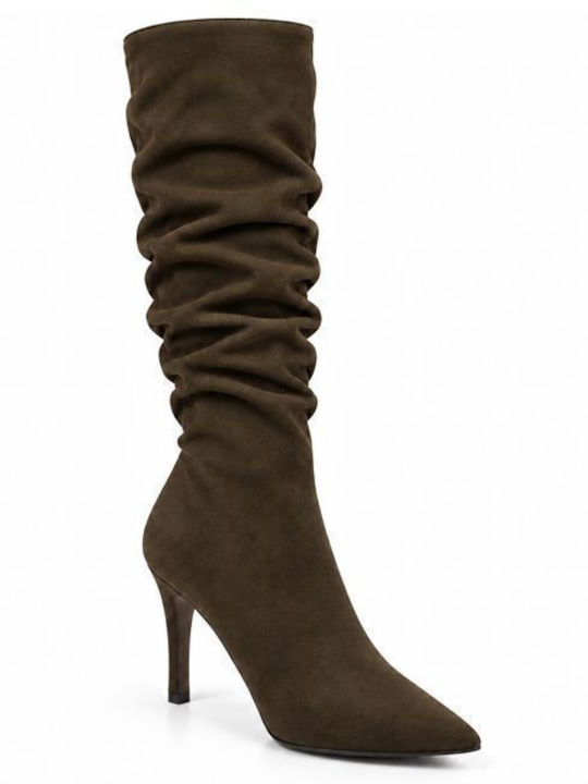 Elenross Wildleder Damenstiefel mit hohem Absat...