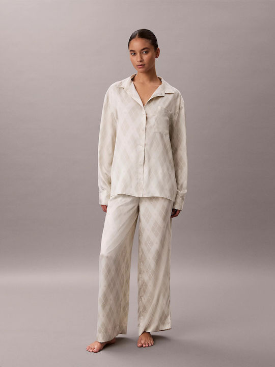 Calvin Klein Winterliches Damen-Pyjama-Set Champagne