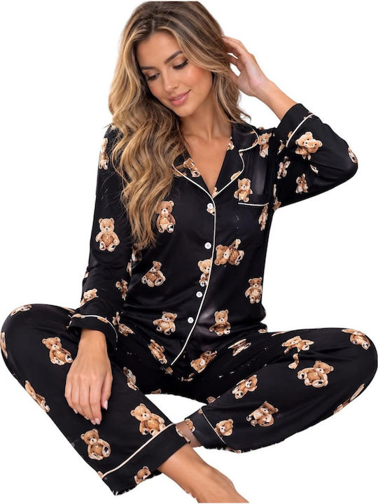 Woman's Fashion Χειμερινή Γυναικεία Ολόσωμη Πιτζάμα Black