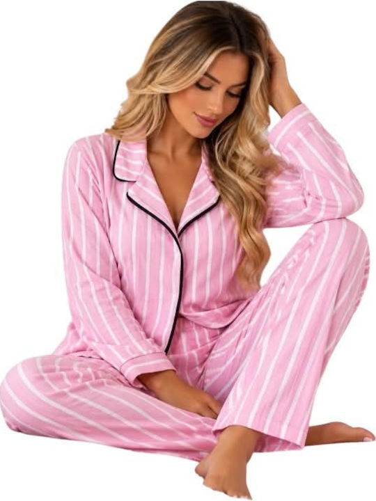 Woman's Fashion Χειμερινό Γυναικείο Σετ Πιτζάμας Ρόζ
