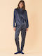 Blue Velour Sweatpants