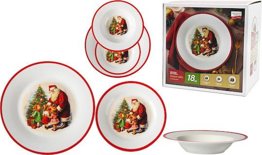 ArteLibre Set of White Porcelain Christmas Dinnerware, 18 Pieces