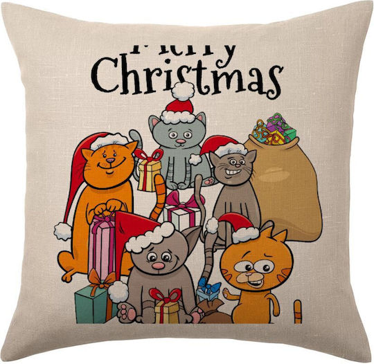 Tstudio Διακοσμητικό Μαξιλάρι Merry Christmas Cats — Μπεζ