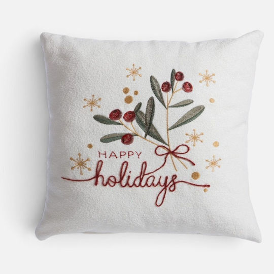 Коледна Декоративна Възглавница 45x45 Nef Nef Happy Holidays Екрю 45x45