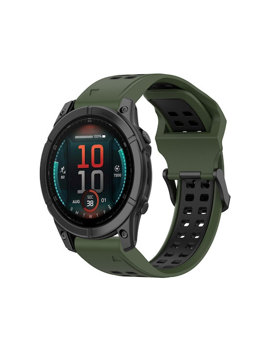 Garmin Instinct Crossover Solar Δίχρωμη Αντίστροφη Πόρπη 22mm Λουράκι Ρολογιού Σιλικόνης Army Green+black