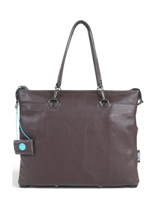 Leather Women's Tote Bag Italy Moka