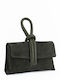 Olivgrüne Damen-Flap-Tasche aus Leder