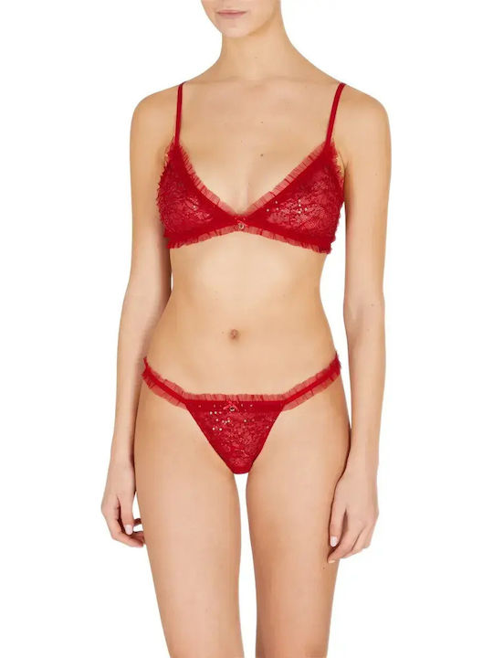 Damen-String mit Spitze Red Sequins