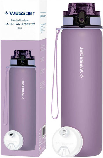 Wessper Sticlă de Apă din Plastic cu Capac cu Filet Violetă 500ml
