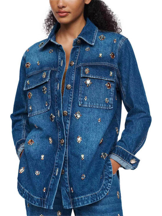 Farm Rio Long Sleeve Women's Denim Shirt Blue