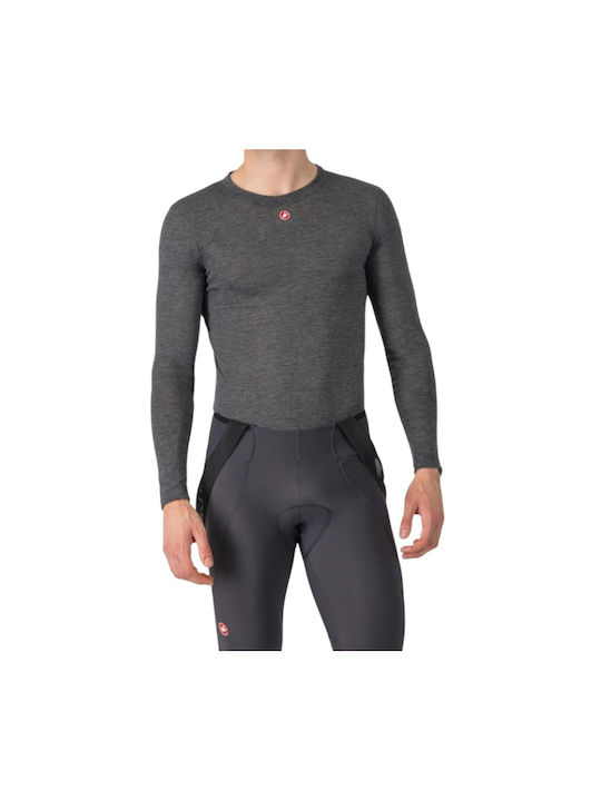 Castelli Tricou de Ciclism Gri cu Mâneci Lungi pentru Bărbați